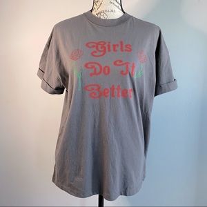 GIRL DANGEROUS rose Girl Do It Better grey Short Sleeves Tee size XS NEW